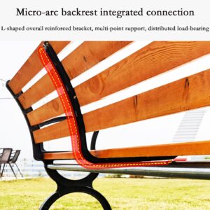 SOWIK Outdoor Garden Bench Park, cast Iron and Hardwood Constructed Patio Furniture Bench with backrest, Perfect for Backyard, Deck, Lawn, Park 120cm/47.2in Black