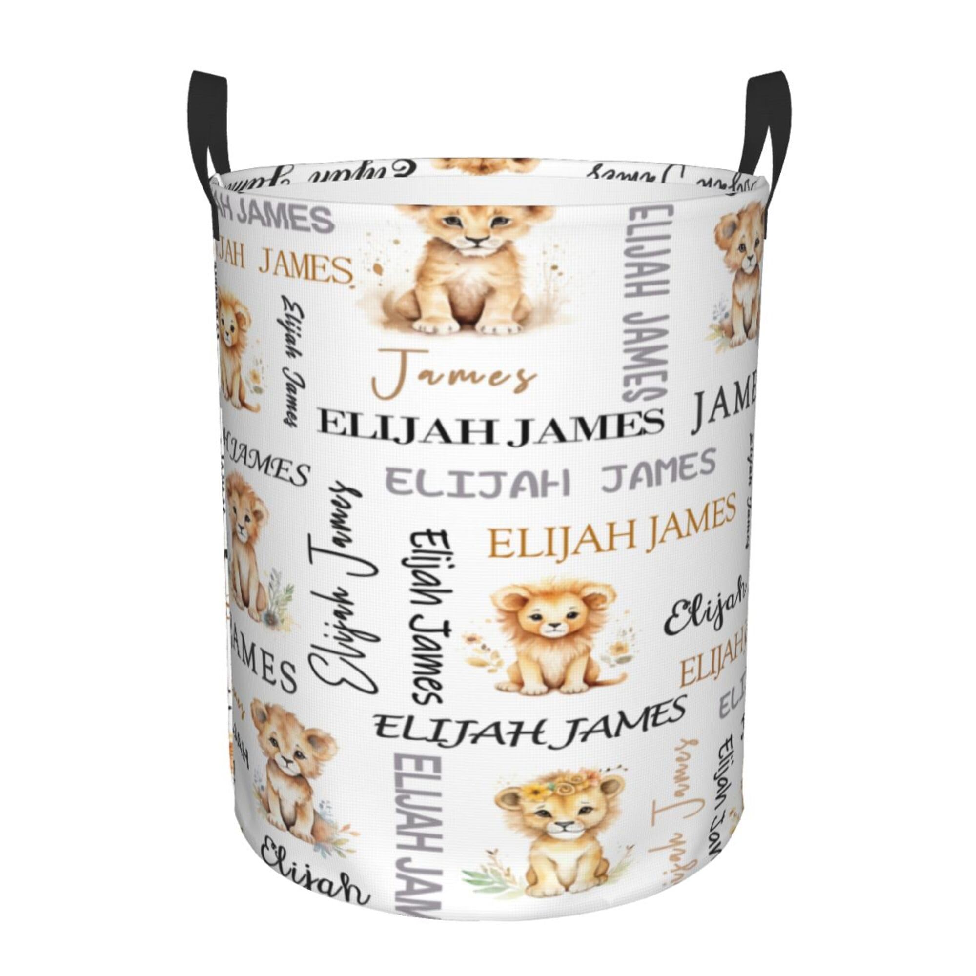 Custom Hamper for Nursery Lion Laundry Basket Hamper for Girls Boys Name Personalized Baby Nursery Hamper Bin Storage Basket Kids Baby Gift Baskets Collapsible Orgnizer Home Decor