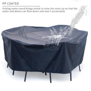 CEMYT Round Patio Furniture Cover Waterproof Out Table Furniture Set Cover Heavy Duty UV Resistant Anti-Fading Table Chair Cover for Deck, Lawn and Backyard, 62"D x 28"H (Black, 62"D x 28"H)