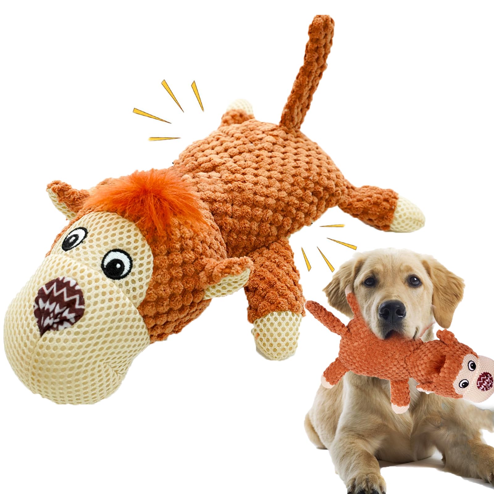 SQXMRQ Dog Toy, Monkey Plush, Durable Chew Toy for Puppy, Medium, Large, Aggressive Chewers, Teething Relief, Interactive Sound, Lightweight