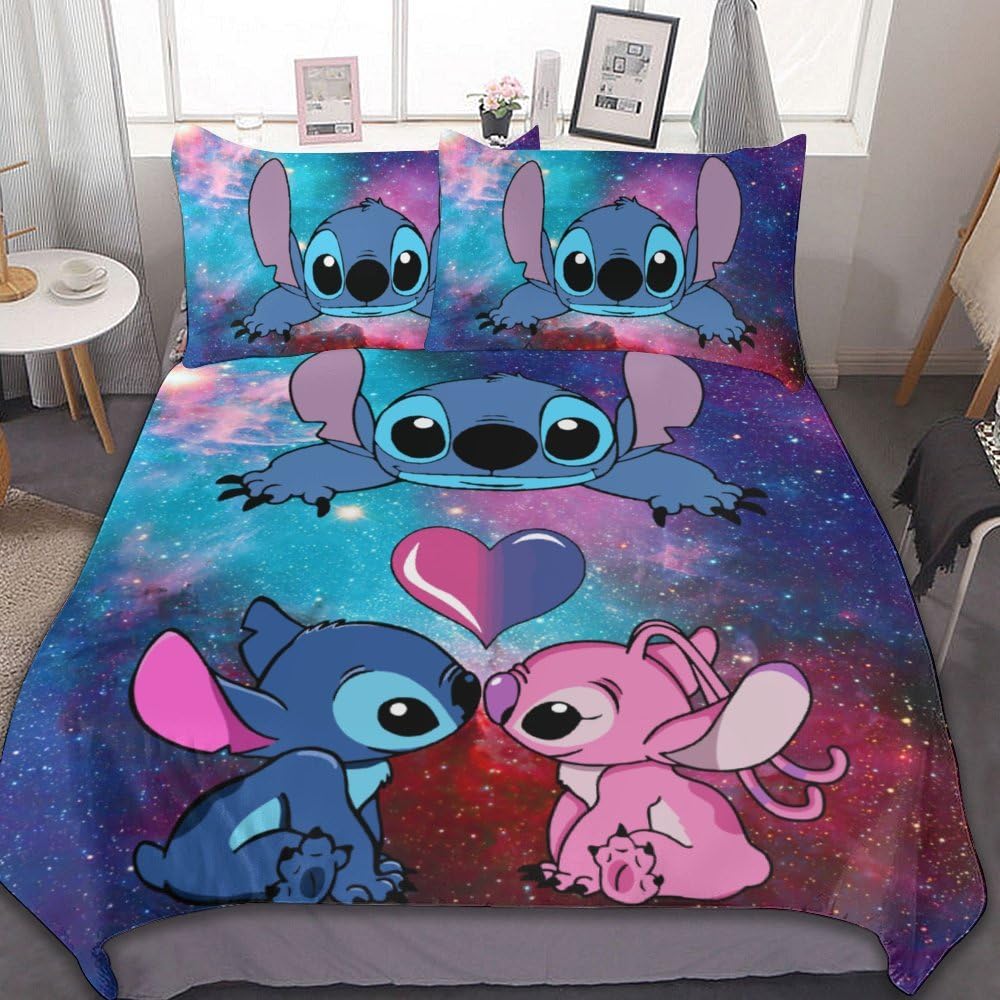 MSLuLa Cartoon Bed Duvet Cover Cute Kids Adults Bedding Sets Anime 3D Printed Lightweight 3 Pieces Comforter Cover Sets with 1 Duvet Cover and 2 Pillow Cases, Twin