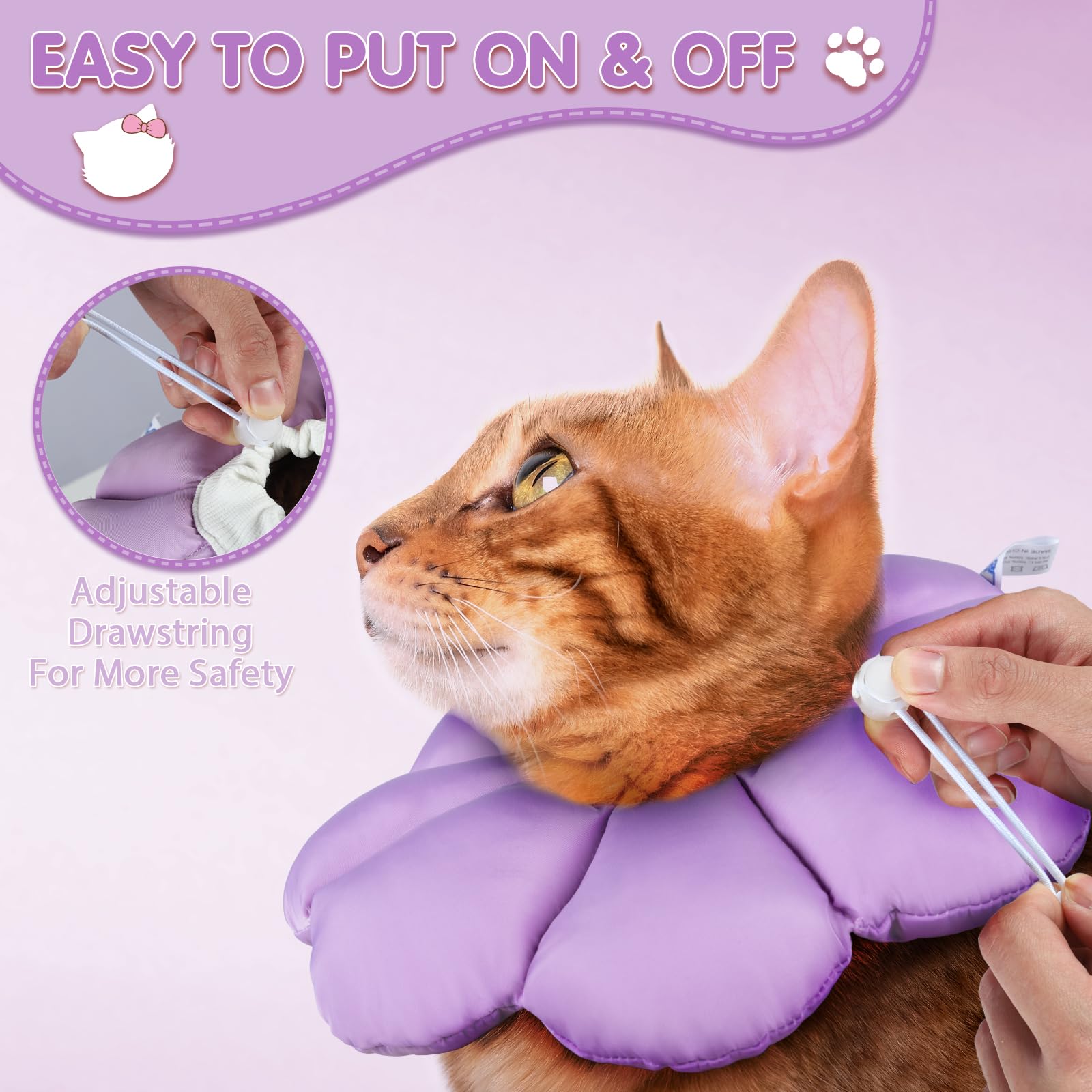 ANWA Cat Cone Collar Soft, Waterproof Cat Recovery Collar, Adjustable Soft Cone for Cats After Surgery