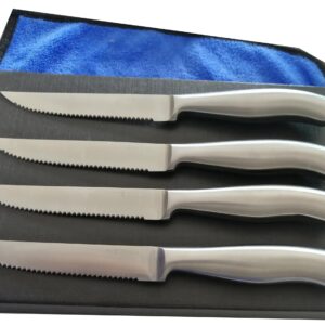 TROISHOKA Steak Knives, Razor-Sharp Steak Knives Set of 4, Stainless Steel Serrated Steak Knife, Silver Kitchen Steak Knife Set, Dishwasher Safe, Non-Stick and Rust Resistant Dinner Knives (4-PCS)