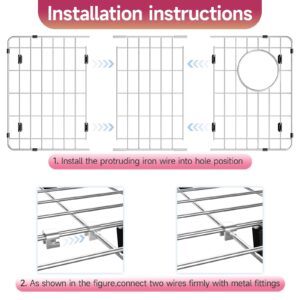 DPZM 28-1/4" x 14-1/4" x 1-1/4" Stainless Steel Sink Rack for Bottom of Sink, Metal Sink Protectors For Kitchen Sink, Sink Grid, Sink Bottom Grid with Side Drain, Kitchen Sink Grid with Sink Strainer