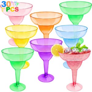 turnmeon 30 pack plastic margarita glasses 12 oz disposable neon cocktail cups for hawaiian luau party decorations mexican fiesta party supplies fun taco party mexican theme party supplies