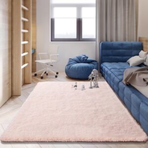 Large 8x10 Area Rugs for Living Room, Luxury Fluffy Shag Fuzzy Plush Soft Modern Area Rugs, Big Indoor Thick Soft Nursery Rug, Anti-Skid Fluffy Indoor Carpet for Kids Room Home Decor, Pink