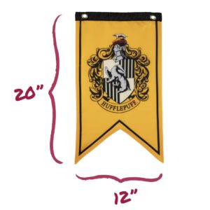 Conquest Journals Harry Potter Wizarding House Banner Flag Set, 12'' x 20'' Polyester Flags, Set of 5 Includes Hogwarts Crest, Gryffindor, Slytherin, Ravenclaw & Hufflepuff Banners, Birthday Party