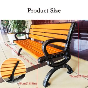 SOWIK Outdoor Garden Bench Park, cast Iron and Hardwood Constructed Patio Furniture Bench with backrest, Perfect for Backyard, Deck, Lawn, Park 120cm/47.2in Black