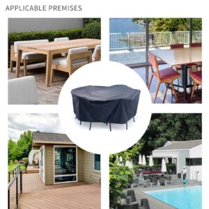 CEMYT Round Patio Furniture Cover Waterproof Out Table Furniture Set Cover Heavy Duty UV Resistant Anti-Fading Table Chair Cover for Deck, Lawn and Backyard, 62"D x 28"H (Black, 62"D x 28"H)