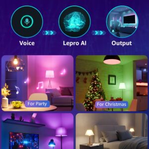 Lepro B1 AI Smart Light Bulbs - Dimmable Bluetooth LED Bulb with App Control, AI Generated Lighting LLM, AI Voice Control, Music Sync, RGBWW Color Changing Lights Bulb for Home, Party, 4 Packs