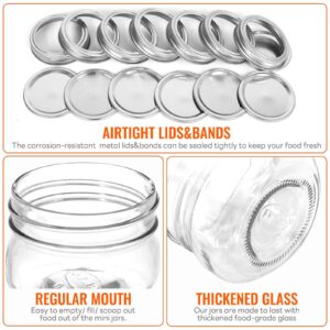 AuroTrends 4 oz Mason Jars with Lids 24Pack, Small Mason Jars 4 oz- Small Glass Jars with Lids 4 oz for Canning and Salad Dressing Container to Go (4fl.oz/Set of 24)