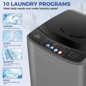 Nictemaw Portable Washing Machine 15.6Lbs 2.1 Cu.ft Full Automatic Washer Machine with 10 Programs and 8 Water Levels Selections Small Washing Machine for Apartment, Rv, Home