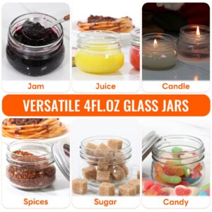 AuroTrends 4 oz Mason Jars with Lids 24Pack, Small Mason Jars 4 oz- Small Glass Jars with Lids 4 oz for Canning and Salad Dressing Container to Go (4fl.oz/Set of 24)