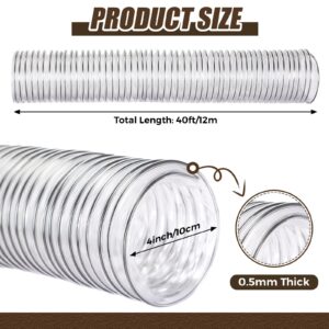 Therwen 4" x 40' Flexible PVC Dust Collection Hose, Heavy Duty Dust Debris and Fume Collection Hose, Puncture Resistant Clear Vacuum Hoses for Dust Collection Systems