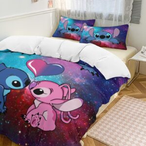 MSLuLa Cartoon Bed Duvet Cover Cute Kids Adults Bedding Sets Anime 3D Printed Lightweight 3 Pieces Comforter Cover Sets with 1 Duvet Cover and 2 Pillow Cases, Queen