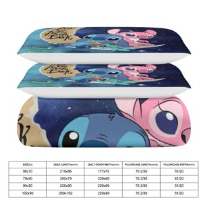 MSLuLa Cartoon Bed Duvet Cover Cute Kids Adults Bedding Sets Anime 3D Printed Lightweight 3 Pieces Comforter Cover Sets with 1 Duvet Cover and 2 Pillow Cases, Queen