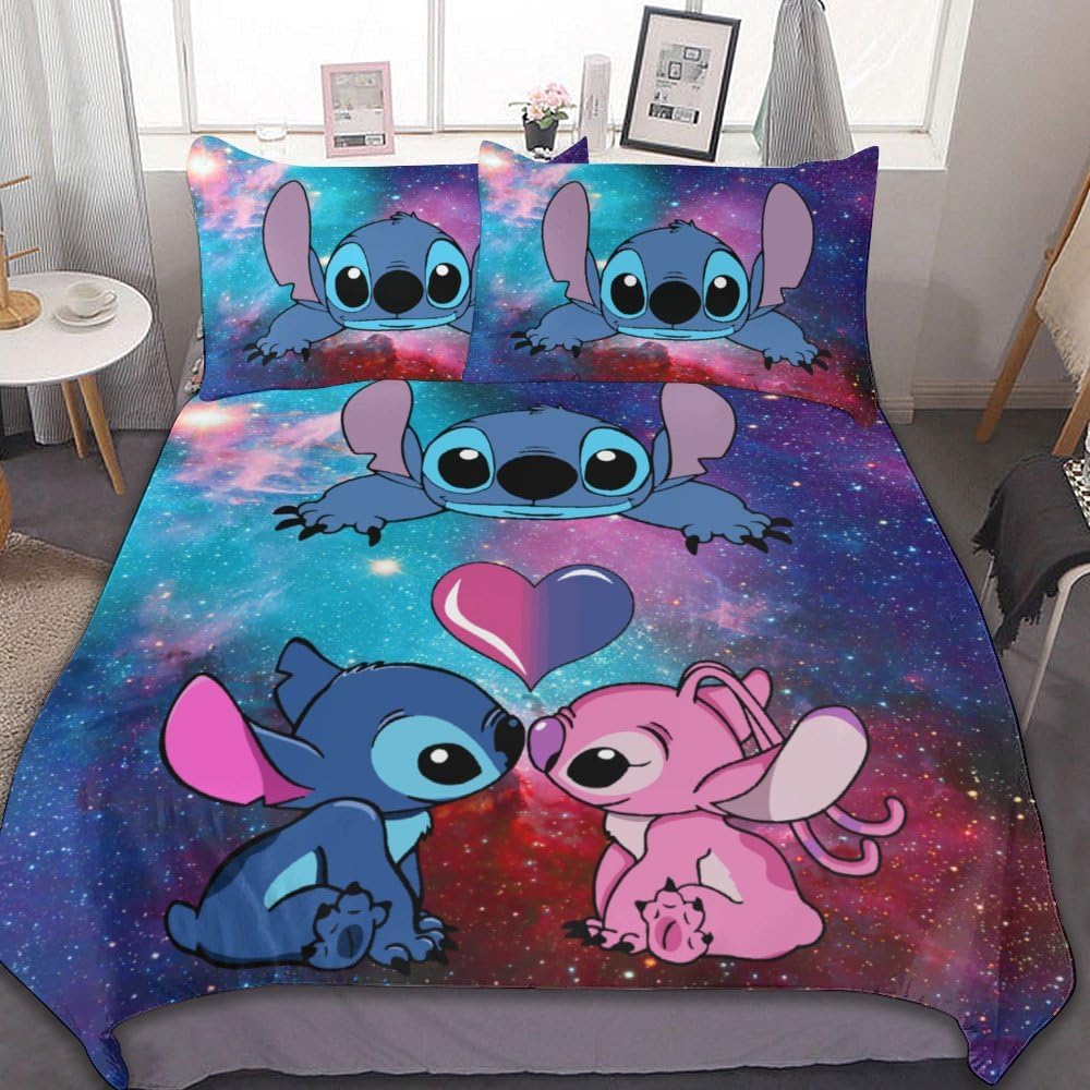 MSLuLa Cartoon Bed Duvet Cover Cute Kids Adults Bedding Sets Anime 3D Printed Lightweight 3 Pieces Comforter Cover Sets with 1 Duvet Cover and 2 Pillow Cases, Queen