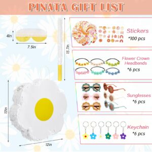 Saysurey Groovy Daisy Flower Favors Including Retro Hippie Groovy piñata Set Retro Flower Sunglasses Daisy Headbands Groovy Boho Stickers Keychains for Kids Hippie Party Gifts Baby Shower Birthday