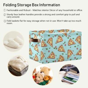 KEEPREAL Doodle Pizza Storage Baskets,Decorative Collapsible Rectangular Canvas Fabric Storage Bin for Home,2 Pack