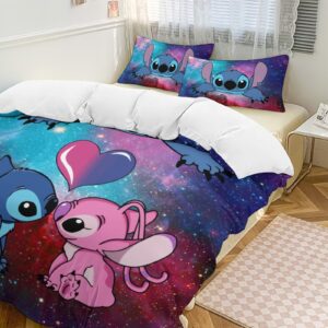 MSLuLa Cartoon Bed Duvet Cover Cute Kids Adults Bedding Sets Anime 3D Printed Lightweight 3 Pieces Comforter Cover Sets with 1 Duvet Cover and 2 Pillow Cases, Twin