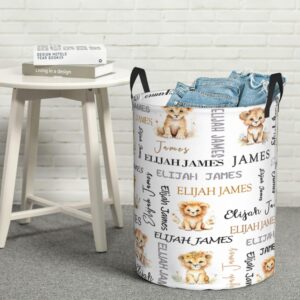 Custom Hamper for Nursery Lion Laundry Basket Hamper for Girls Boys Name Personalized Baby Nursery Hamper Bin Storage Basket Kids Baby Gift Baskets Collapsible Orgnizer Home Decor