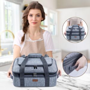 BAGSPRITE Expandable Insulated Casserole Carrier for Hot or Cold Food, Casserole Dish Carrying Case,Thermal Lasanga Lugger Tote for Pockluck, Parties, Picnic, Fits 9" x 13" Baking Dish, Fancy Panz