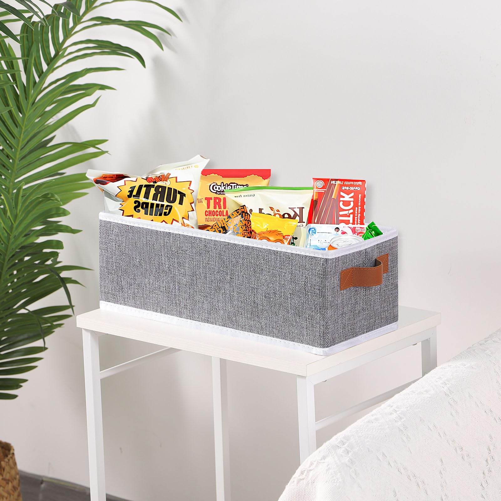 OUTBROS Storage Bins,Foldable Storage Baskets for Organizing,Fabric Storage Boxes With Handles,For bedrooms, living rooms, Shelves,Grey,15x6.1x5.1in,3-Pack