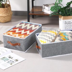 OUTBROS Storage Bins,Foldable Storage Baskets for Organizing,Fabric Storage Boxes With Handles,For bedrooms, living rooms, Shelves,Grey,15x6.1x5.1in,3-Pack