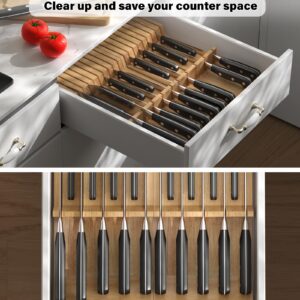 Cook N Home In-Drawer Knife Block Organizer 18-slot, (2pc 9-Slot) Kitchen Knife Cutlery Holder Drawer Storage, Holds up to 18 Knives (Not Included)