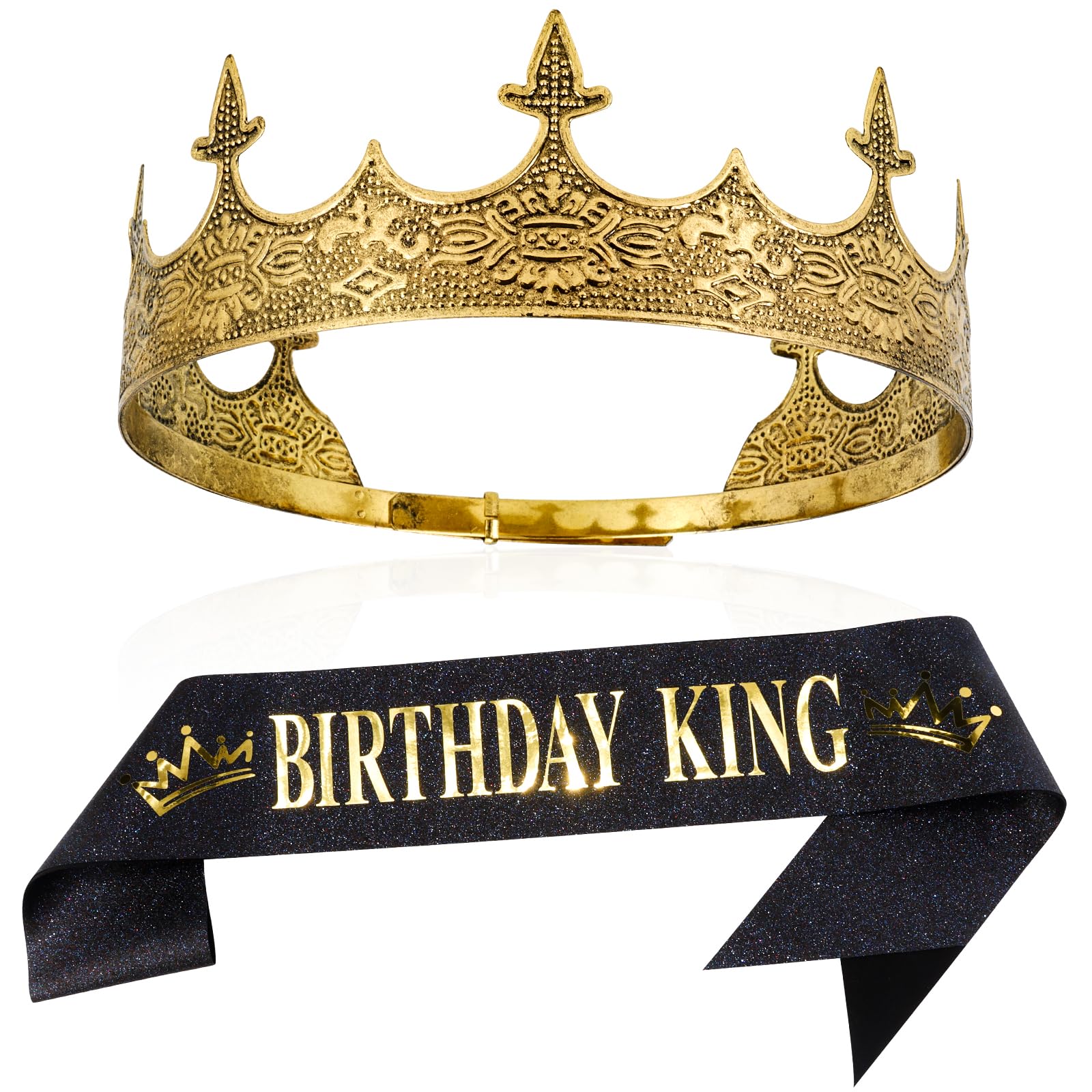 TOBATOBA Birthday Crown and Sash, Party Prom Decorations for Men