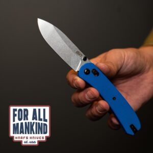 Knafs - Lander 2 Folding Pocket Knife with Clip - EDC for Men, Women, Everyone - Gray Stonewash Blade - Blue G10 Handle