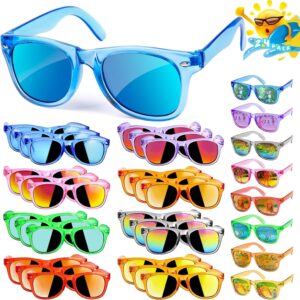 kids sunglasses bulk party favors - 24 packs boys girls sunglasses for kids age 3-8 with uv 400 protection, neon sunglasses for kids party