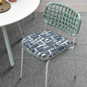 LVTXIII Outdoor Chair Cushions Set of 4, Patio Seat Cushions D16xW17 with Ties, Water Repellent Chair Pads for Patio Furniture Garden Use, QR Code Navy