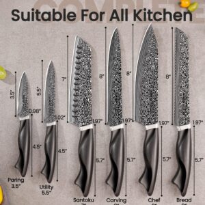 Knife Set, 15 Pieces Kitchen Knife Set with Built in Sharpener, High Carbon German Stainless Steel Knife Block Set, Dishwasher Safe