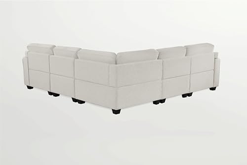 Legend Vansen 137'' Reversible Flexible Combination Modular Sofa Couche with Ottoman Sectional, Cream