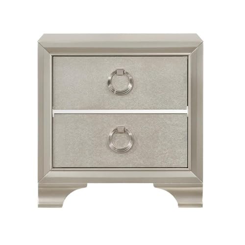 Pemberly Row 2-Drawer Contemporary Wood Nightstand Metallic Silver