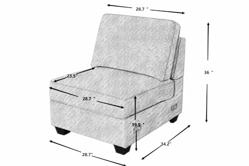 Legend Vansen 137'' Reversible Flexible Combination Modular Sofa Couche with Ottoman Sectional, Cream