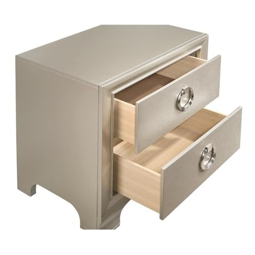 Pemberly Row 2-Drawer Contemporary Wood Nightstand Metallic Silver