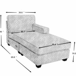 Legend Vansen 137'' Reversible Flexible Combination Modular Sofa Couche with Ottoman Sectional, Cream