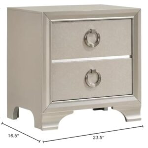 Pemberly Row 2-Drawer Contemporary Wood Nightstand Metallic Silver