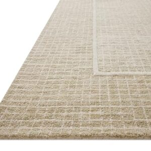 Loloi Chris Loves Julia x Briggs Collection, Wheat & Ivory, 7'-9" x 9'-9" Area Rug – Minimal Gritted Design Area Rugs for Living Room Bedroom Entryway & Hallway No Shed High Traffic Home Decor Rug