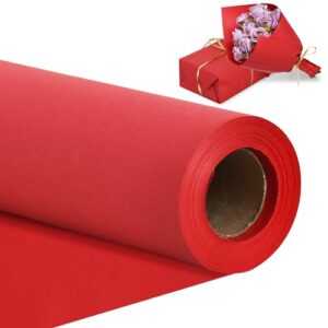 beishida red wrapping papper, 15" x 32ft kraft wrapping paper roll gift wrapping paper, bulletin board paper, flower wrapping papper for gift wrap birthday christmas mother's day valentine's day