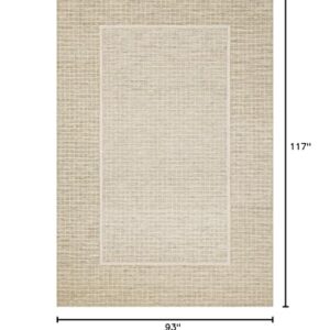 Loloi Chris Loves Julia x Briggs Collection, Wheat & Ivory, 7'-9" x 9'-9" Area Rug – Minimal Gritted Design Area Rugs for Living Room Bedroom Entryway & Hallway No Shed High Traffic Home Decor Rug