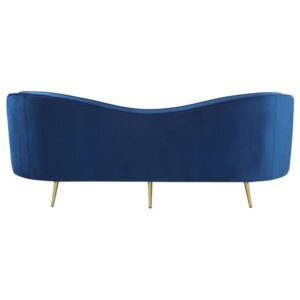 Pemberly Row Modern Velvet Upholstered Camel Back Sofa in Blue