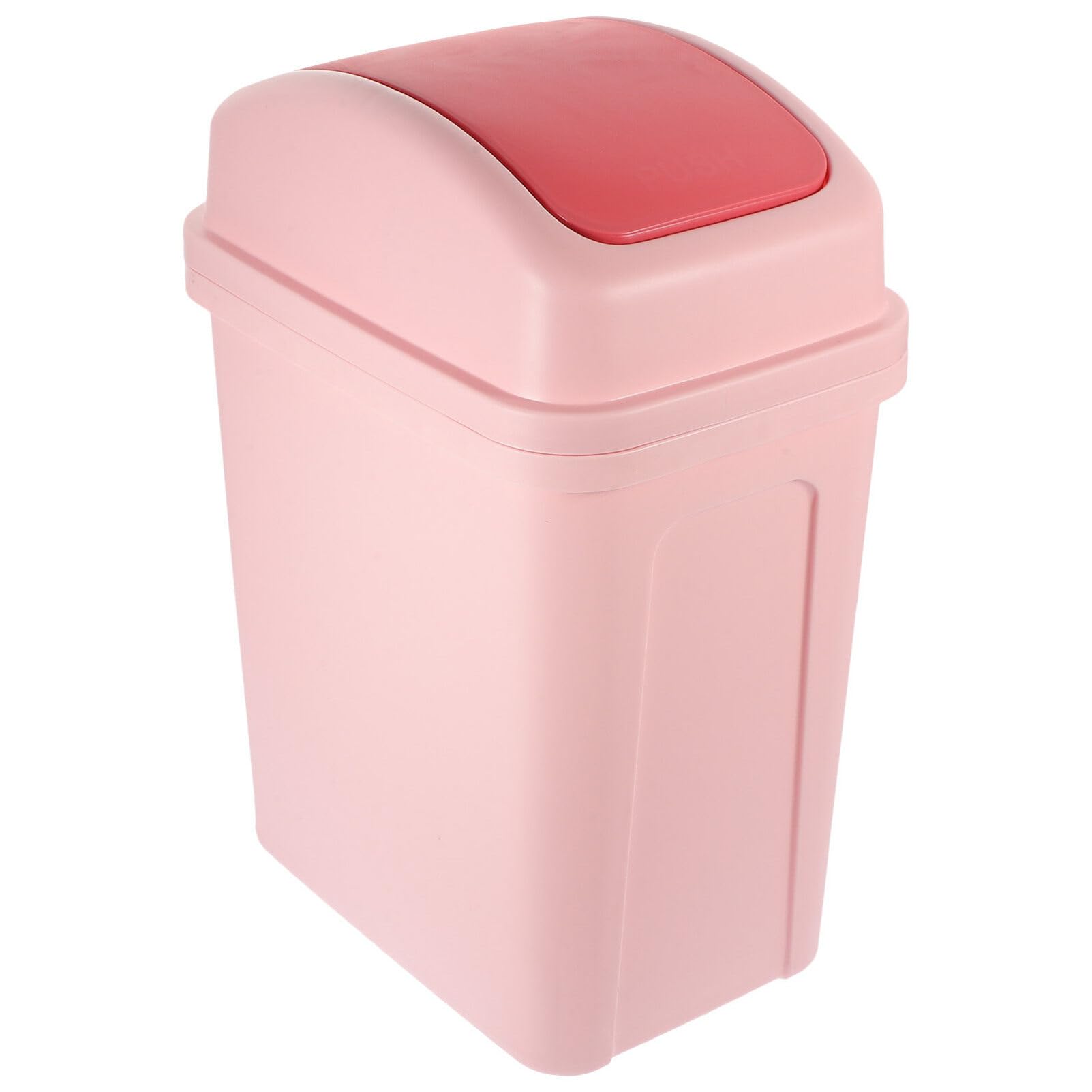 Cabilock Swing Lid Trash Can Round Garbage Bin Large Wastebasket Bucket Container for Bathrooms Powder Rooms Kitchens Office Pink