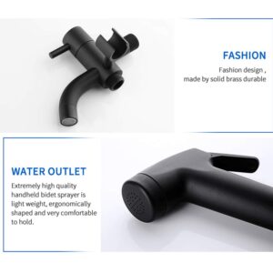 Bidet Sprayer Faucet Set with Cold Water Black Brass Handheld Toilet Bidet Wall Mount Single Handle/PVC Hose (Stainless Steel Hose)