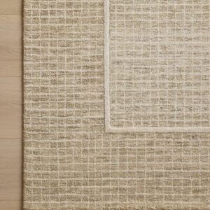 Loloi Chris Loves Julia x Briggs Collection, Wheat & Ivory, 7'-9" x 9'-9" Area Rug – Minimal Gritted Design Area Rugs for Living Room Bedroom Entryway & Hallway No Shed High Traffic Home Decor Rug