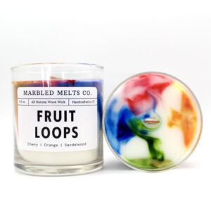 Generic Fruit Loops Candle - Aromatherapy Candle - Marbled Candle - Cereal Candle - Cool Candle - Candle Gifts - Fruit Loops Scented - Wood Wick Candle - 40-60 Hour Burn Time - Handmade (Fruit Loops)