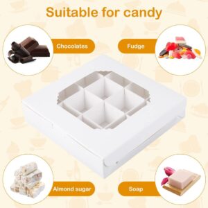 LEEZDTTXAN 20pcs Empty White Pick and Mix Sweet Boxes with Inserts Clear Window and Divider for Chocolate Sweet Assortment 16-Compartments Quick Assemble Sampler Boxes