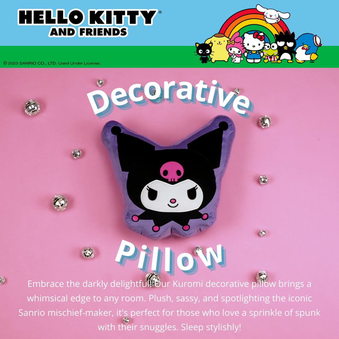 Franco Hello Kitty & Friends Bedding Super Soft Plush Decorative Pillow, Standard, Kuromi